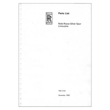 ROLLS-ROYCE SILVER SPUR LIMOUSINE PARTS LIST (TSD5194DL)