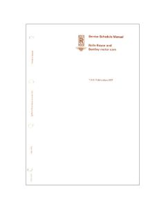 SERVICE SCHEDULE MANUAL (Pre-War to 1976) (TSD4117DL)